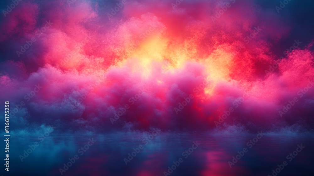 Pink and purple clouds with glowing highlights in the sky Pink and purple clouds with glowing highlights in the sky