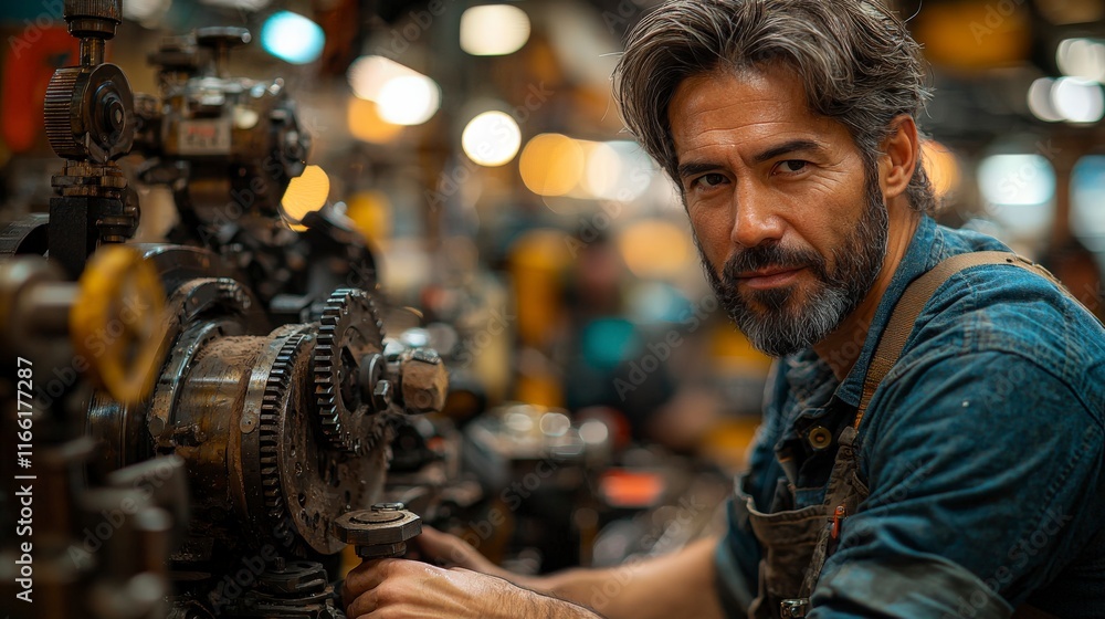Industrial Worker Operating Machinery Industrial Worker Operating Machinery