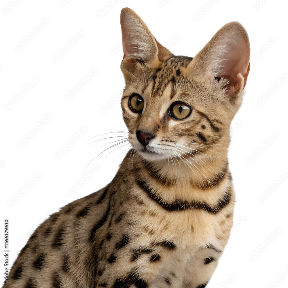 Obraz premium Adorable furry Sokoke cat isolated on the transparent background