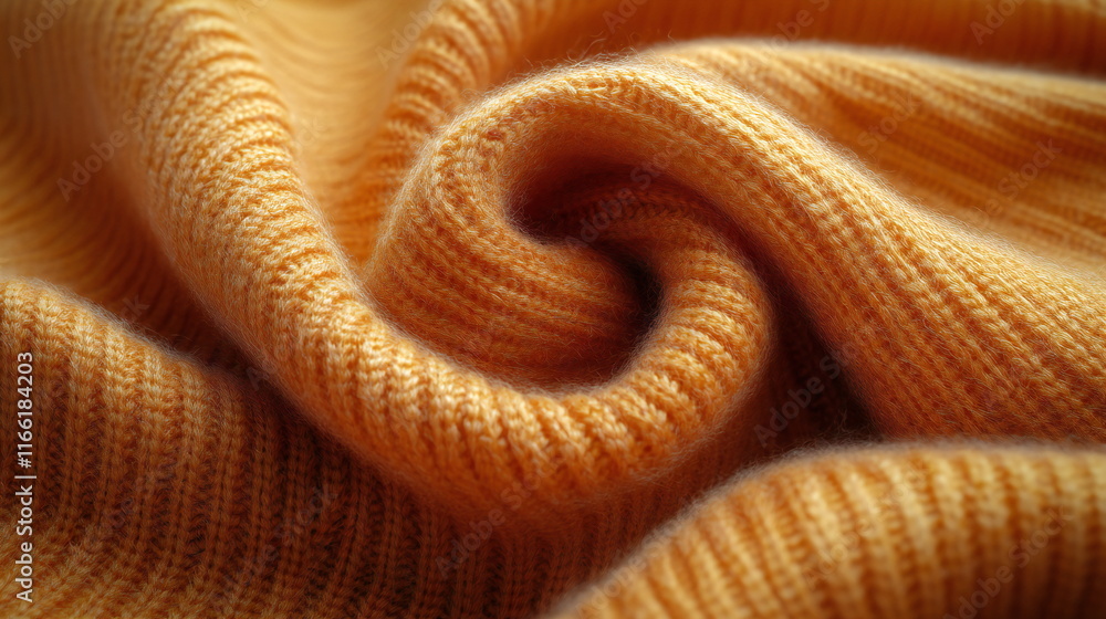 Fototapeta premium Soft texture of orange knit fabric showcasing intricate patterns in natural light