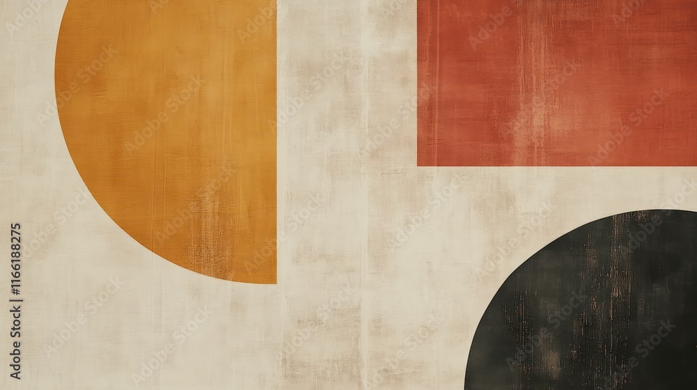 Abstract geometric shapes in warm colors on a textured background. Abstract geometric shapes in warm colors on a textured background.