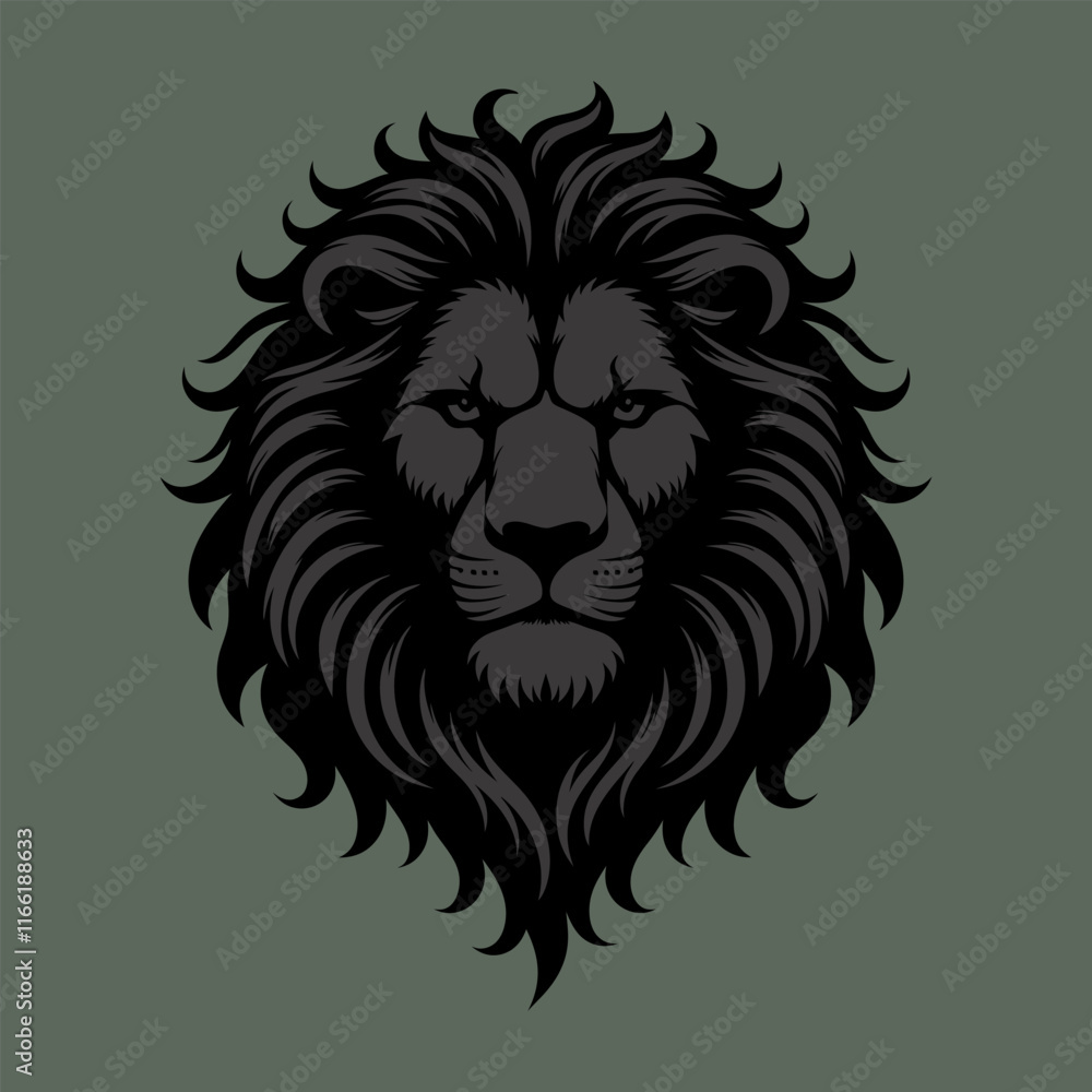Fototapeta premium A bold and striking a lion's head in a symmetrical, front-facing view