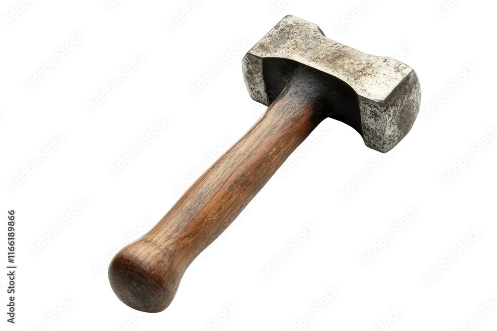 Old hammer resting on a plain background, showcasing its rustic design and worn handle, perfect for crafting projects or home repairs Old hammer resting on a plain background, showcasing its rustic design and worn handle, perfect for crafting projects or home repairs