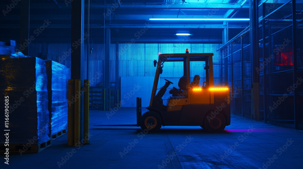 Naklejka premium Forklift blue light points. Forklift vector illustration