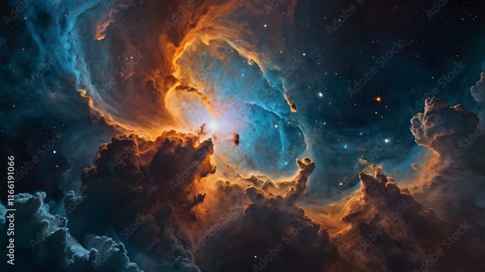 Stunning nebula displays vibrant colors in deep space. Stunning nebula displays vibrant colors in deep space.