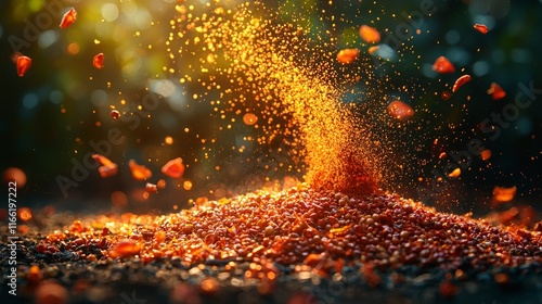 Fototapeta Naklejka Na Ścianę i Meble -  Golden spices creating a dramatic swirl