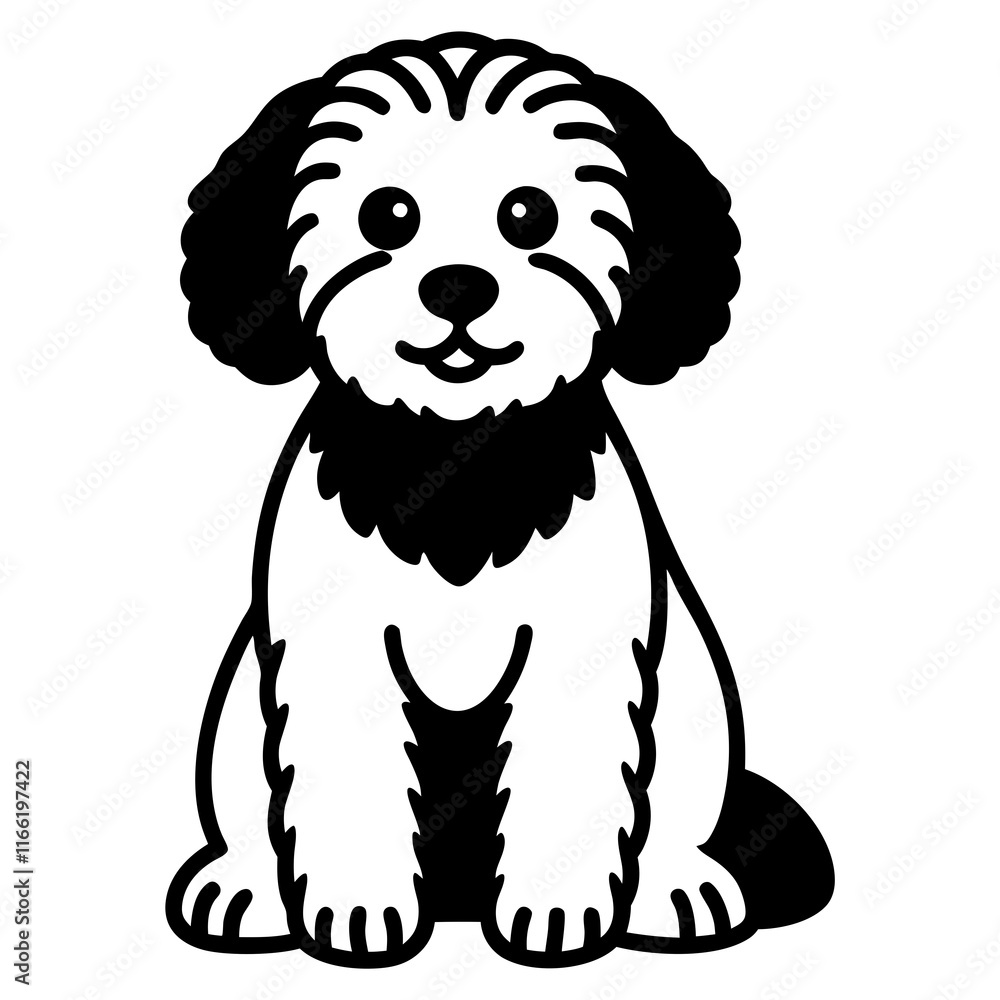 bichon frise Dog black silhouette vector, Simple silhouette Design vector icon with white background