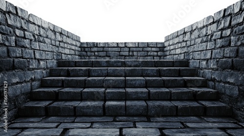 High Contrast Masonry Steps on White Background photo