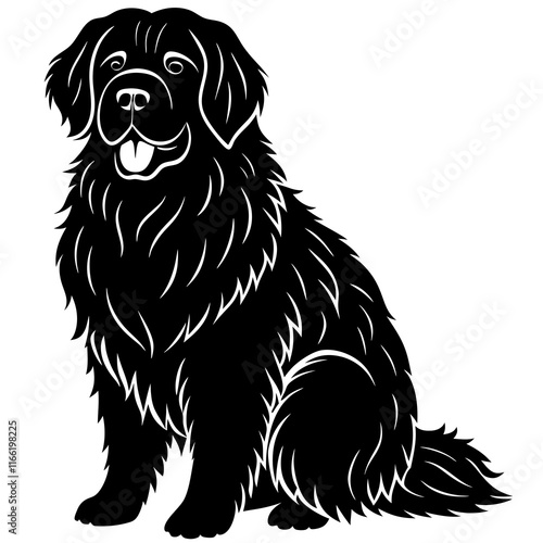 newfoundland Dog black silhouette vector, Simple silhouette Design vector icon with white background