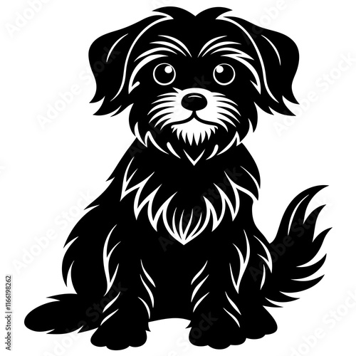 maltese Dog black silhouette vector, Simple silhouette Design vector icon with white background