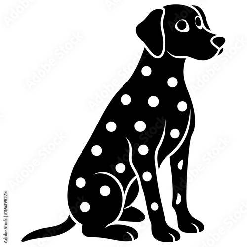 dalmatian Dog black silhouette vector, Simple silhouette Design vector icon with white background