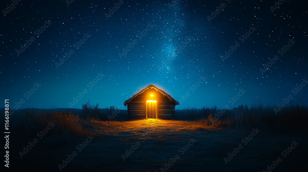 christmas house in the snow, house in the night, christmas tree in the night christmas house in the snow, house in the night, christmas tree in the night