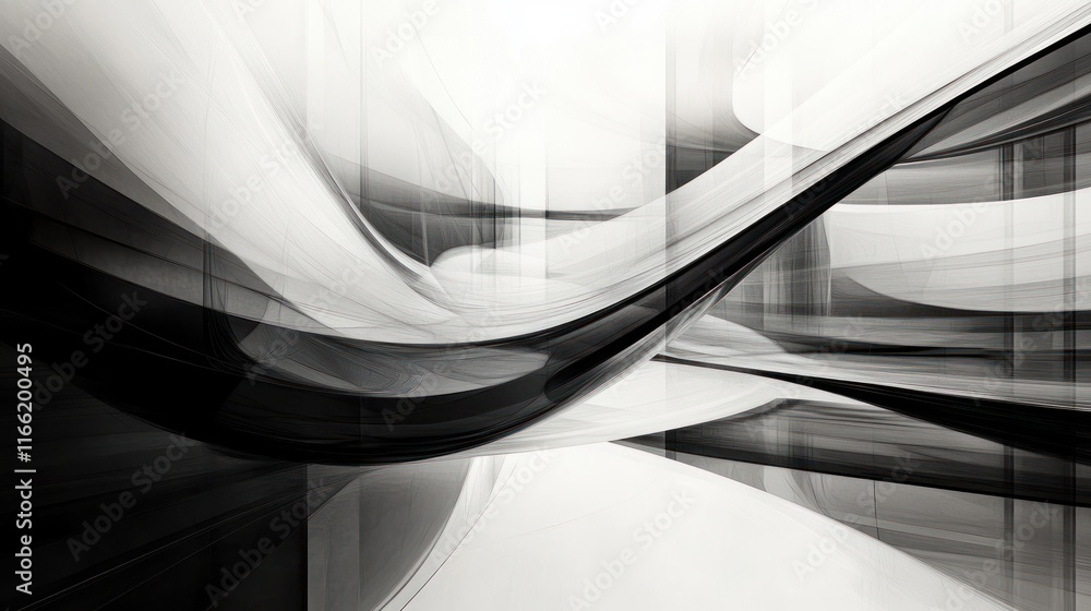 Abstract monochrome design featuring flowing curves and smooth gradients. Abstract monochrome design featuring flowing curves and smooth gradients.