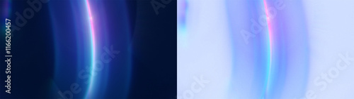 Curved Light Prism Overlay: Abstract background with curved light lines and a subtle prism effect. Use as a smooth overlay layer effect. on black or Transparent.