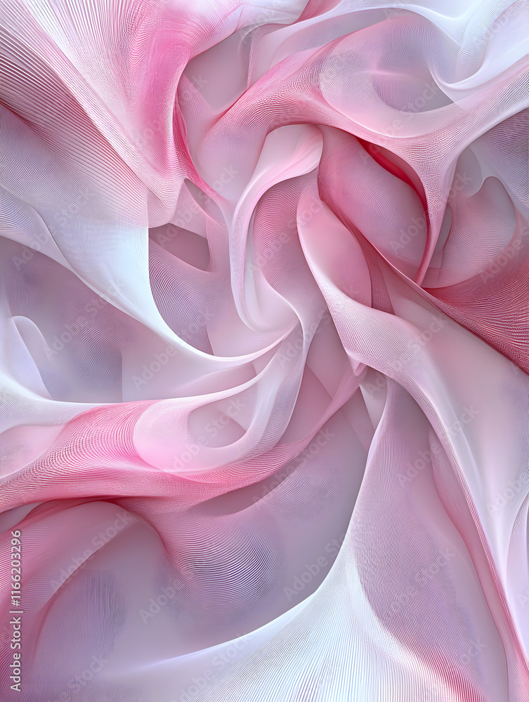 Obraz premium Delicate pink and white fabric swirling gracefully in soft light
