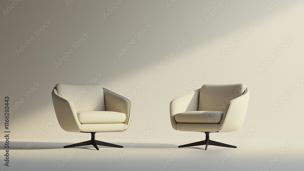 Fototapeta premium 広角レンズで表現された談笑を想起させる二脚の椅子