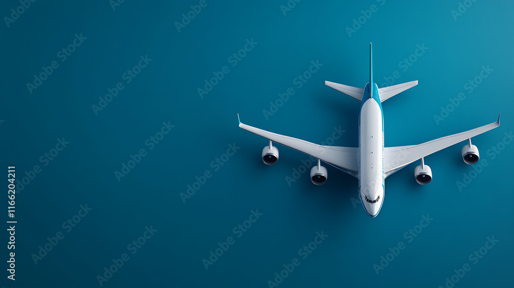Boeing soars gracefully above a sea of clouds during a clear day in bright blue skies Boeing soars gracefully above a sea of clouds during a clear day in bright blue skies