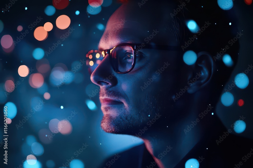 magical light particles dance through darkness creating celestial bokeh effect magical light particles dance through darkness creating celestial bokeh effect