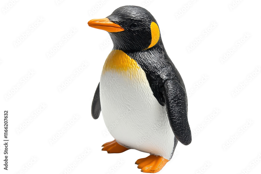 Fototapeta premium Realistic replica of a penguin toy showcasing its vibrant colors and textures