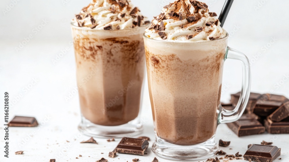 Artistic Hot Chocolate with Clean Lines and Natural Lighting Artistic Hot Chocolate with Clean Lines and Natural Lighting