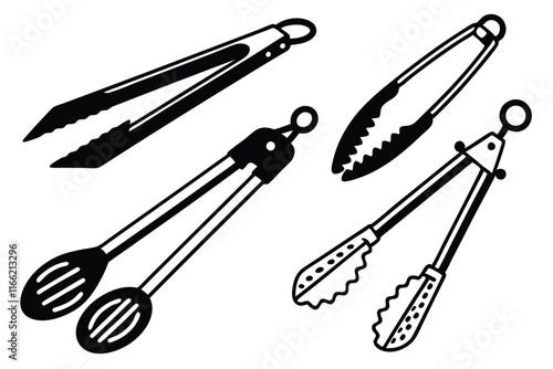 kitchen Tongs silhouette illustration set on white background