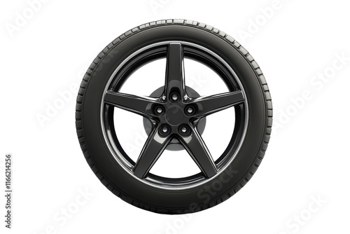 Modern alloy wheel showcasing sleek design and smooth finish, fitting for various vehicles photo