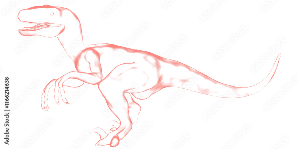 3d rendered glowing hologram of dinosaur isolated on transparent background