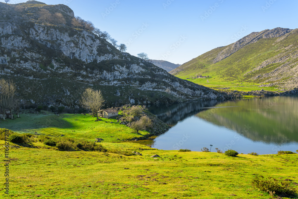 Fototapeta premium Lagos de Covadonga en Invierno