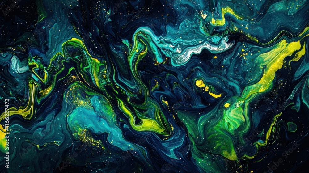 Abstract Swirling Galaxy: A mesmerizing blend of teal, green, and gold, resembling a cosmic nebula or deep ocean currents. Abstract Swirling Galaxy: A mesmerizing blend of teal, green, and gold, resembling a cosmic nebula or deep ocean currents.