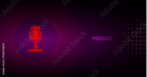 podcast background with retro microphone