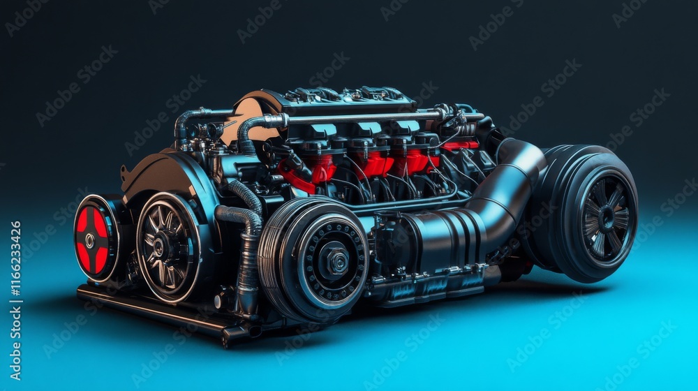 Realistic Engine Components with Dynamic Angles and Textures Realistic Engine Components with Dynamic Angles and Textures