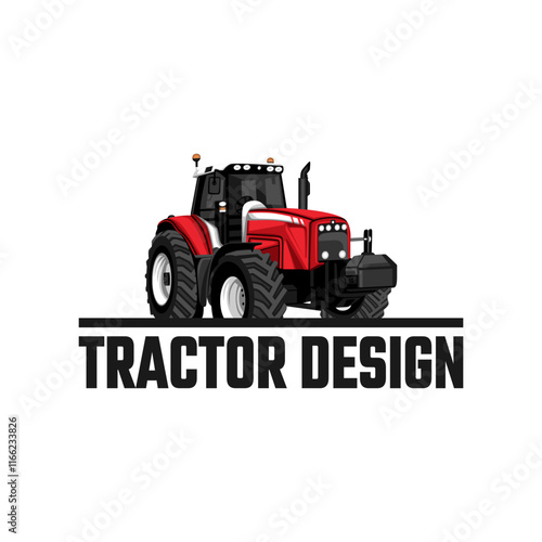 tractor vector design, rice plow, agricultural machinery, tractor logo, transportation, red farming tractor, illustration