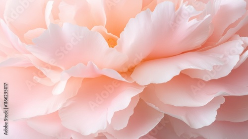 Close-up of soft pink peony petals in full bloom with delicate texture photo