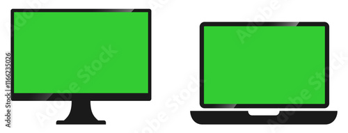 device technology monitor with green screen