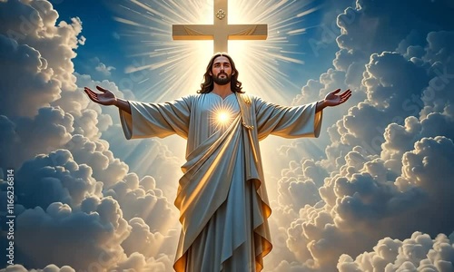 Majestic Christ: Divine Light and Heavenly Embrace