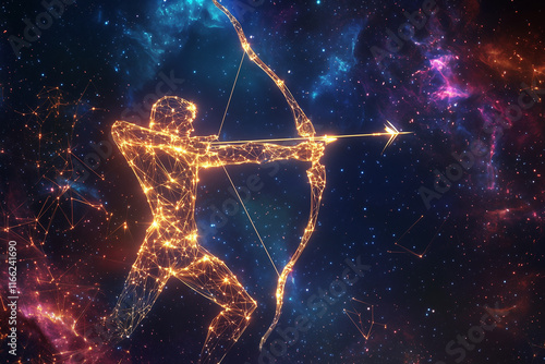 A vibrant and dynamic depiction of the zodiac sign Sagittarius