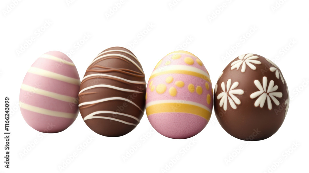 Obraz premium Chocolate Easter eggs transparent background