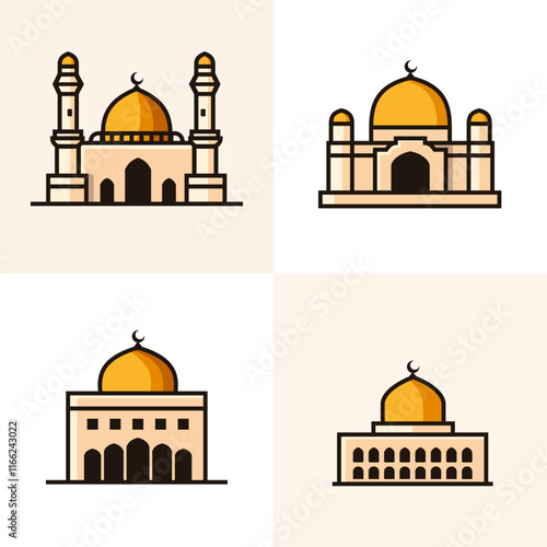 Mosque design flat packages are very suitable for Islamic themes such as Ramadan, Muharram, or Islamic celebrations, etc