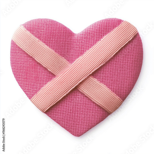 Pink heart with crossed ribbons symbolizing love and affection