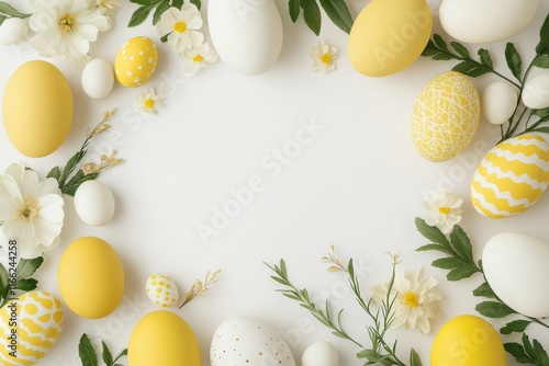 A stunning arrangement of golden and white eggs adorned with flowers, embodying elegance and festive spirit for Easter.
