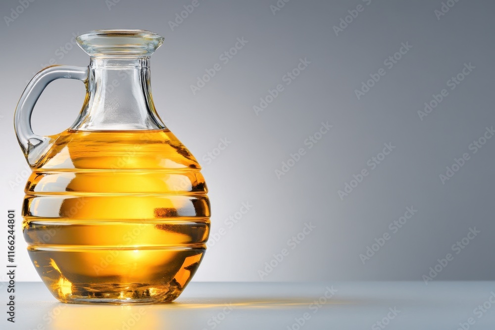Elegant Glass Bottle with Rich Golden Oil Illuminated by Soft Light, Perfect for Cooking, Dressing, and Culinary Art in Quality Stock Photo Elegant Glass Bottle with Rich Golden Oil Illuminated by Soft Light, Perfect for Cooking, Dressing, and Culinary Art in Quality Stock Photo
