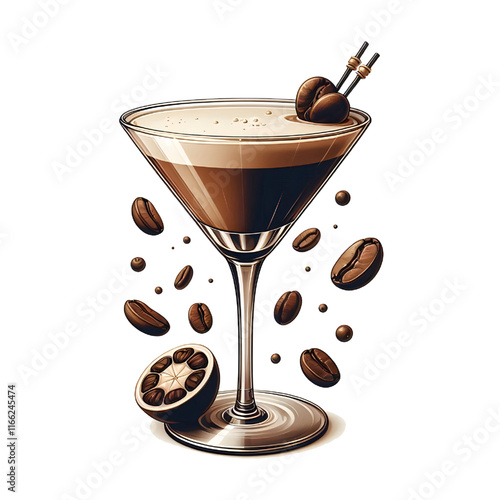 Espresso martini cocktail isolated on white background