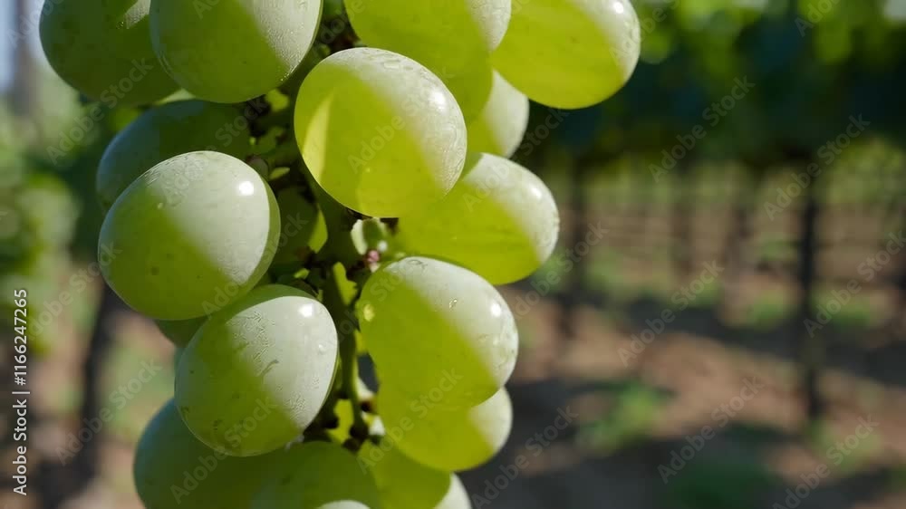 Grapes Growing on Vines in a Sunny Vineyard Footage Grapes Growing on Vines in a Sunny Vineyard Footage