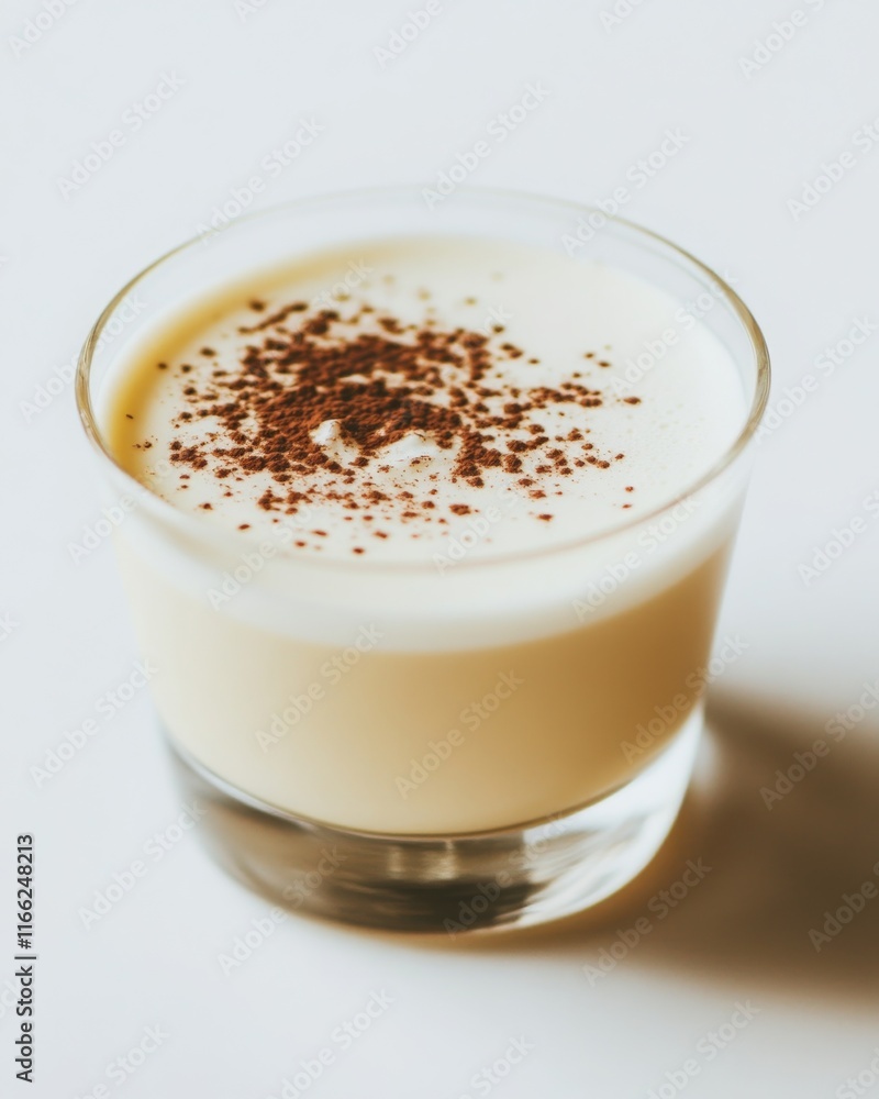 Creamy beverage topped with cocoa powder in a glass, perfect for showcasing dessert drinks, festive gatherings, and cozy moments in culinary photography. Creamy beverage topped with cocoa powder in a glass, perfect for showcasing dessert drinks, festive gatherings, and cozy moments in culinary photography.