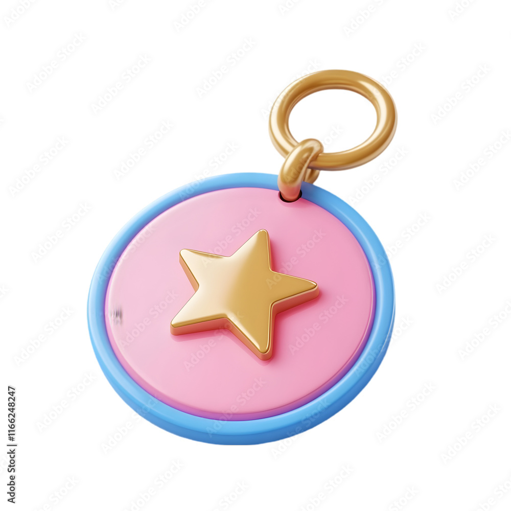 3D Illustration of a Star Medal with a Golden Ring 3D Illustration of a Star Medal with a Golden Ring