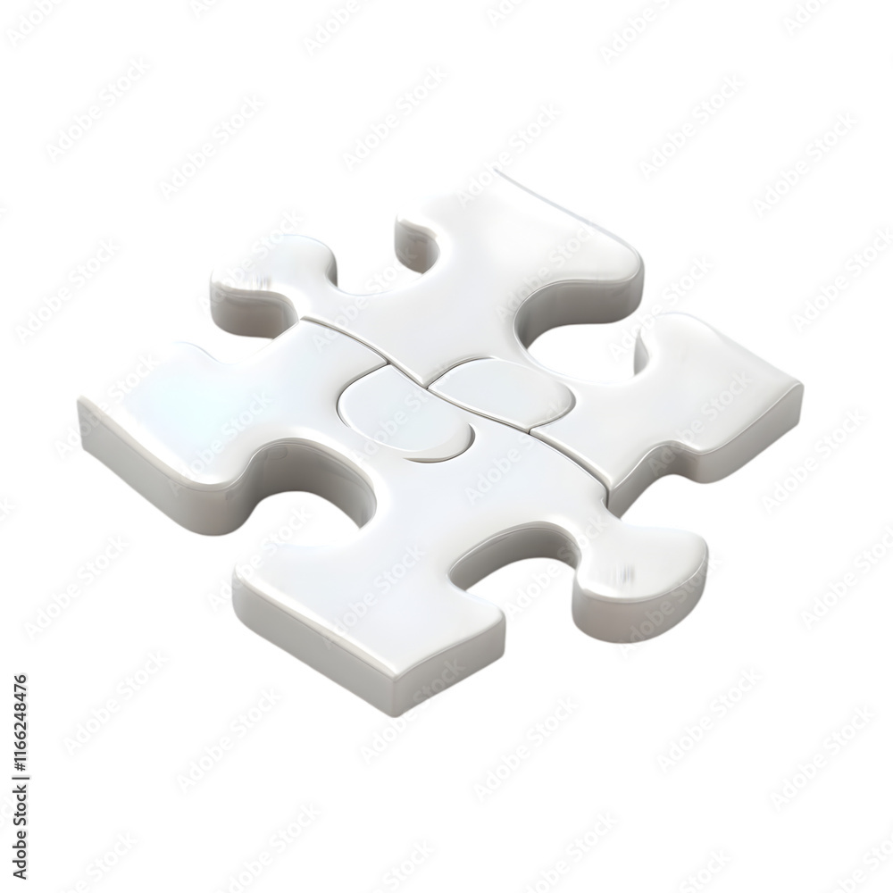 3D Illustration of Interlocking White Puzzle Pieces 3D Illustration of Interlocking White Puzzle Pieces