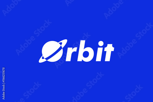 bold orbit icon symbol logo vector design template with logotype, modern and futuristic styles.