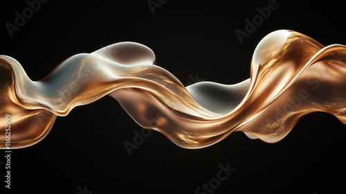 Abstract 3D Flowing Liquid-Like Wave Textures in Copper, Brown, and Champagne Gradient background wallpaper