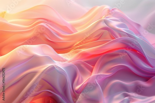 Abstract waves of colorful fabric creating a serene, flowing texture.