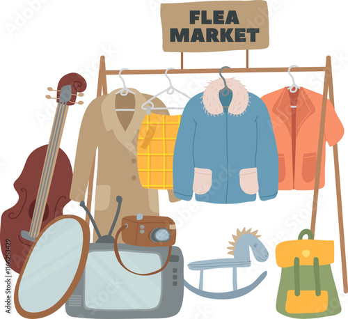 Garage Sale Flea Market Illustration